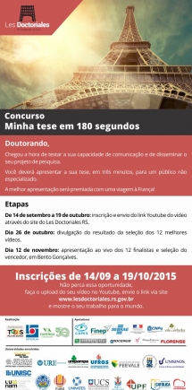 O concurso “minha tese em 180 segundos” compõe e complementa a metodologia do Seminário